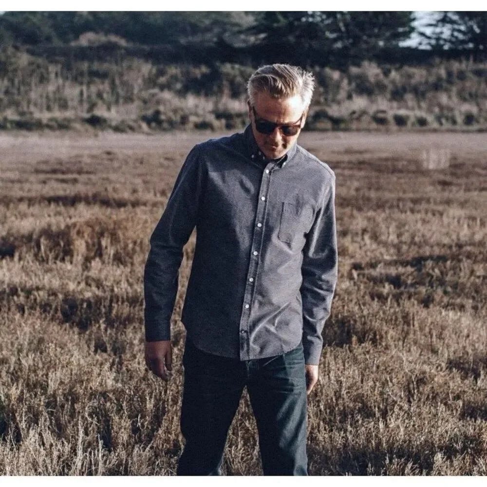 Taylor Stitch Jack in Reverse‎ Jacquard Button Down Shirt Navy Blue Men's XS & M